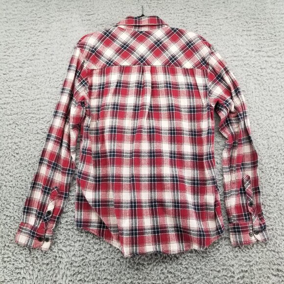 Trinity Shirt Womens Large Red Plaid 100% Cotton Flannel Button Down Pockets - Picture 10 of 10